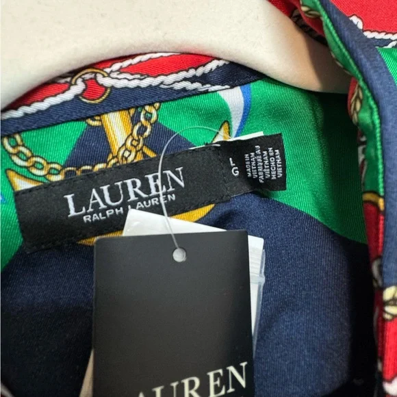 Lauren Ralph Lauren Navy and Green Blouse - Picture 6 of 7